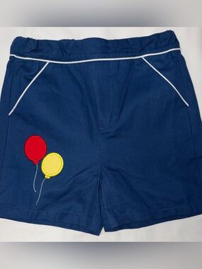 Smockingbird lined navy shorts with balloon appliqué front pockets sz 8 EUC
